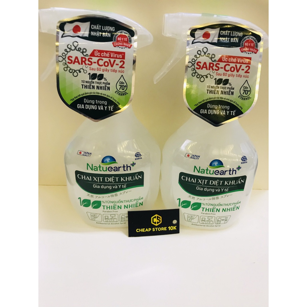 Chai Xịt Diệt Khuẩn Natuearth - Ức chế Virus SARS-CoV-2 (Chất lượng Nhật Bản)