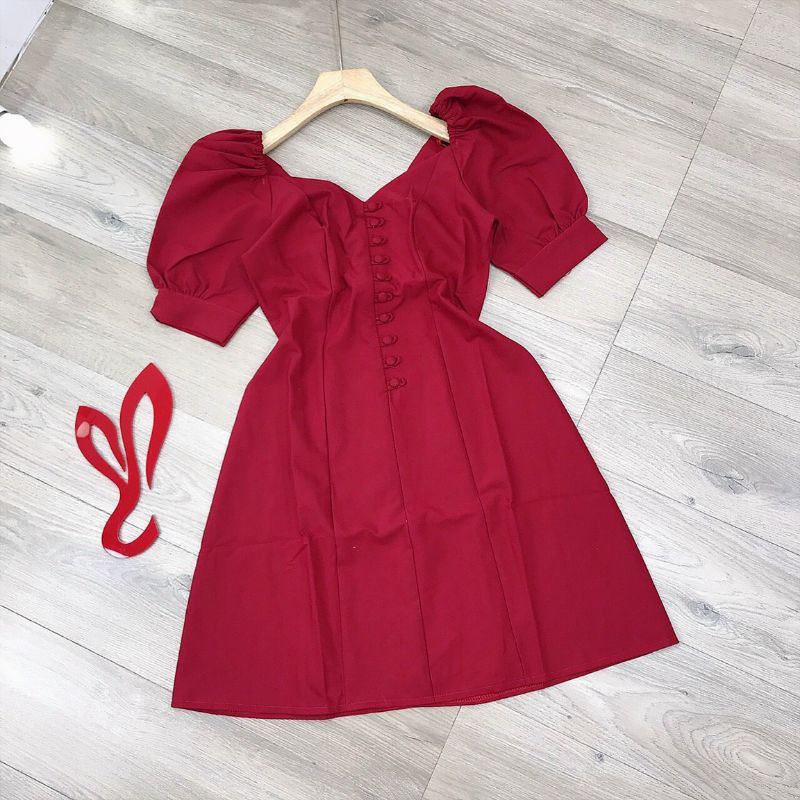 [Mã FAMARAL1 giảm 10k đơn 50k] Đầm tay phồng nút bọc | BigBuy360 - bigbuy360.vn