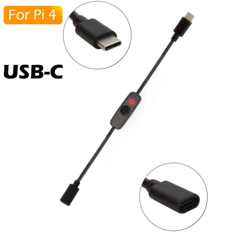 Set 2 Dây Cáp Chuyển Đổi USB Type C Có Đèn Báo Cho Raspberry Pi 4B