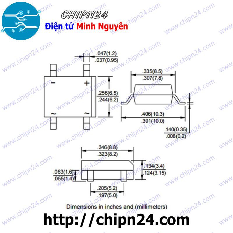 [4 CON] Cầu Diode Dán DB207S 2A 1000V SMD SOP-4 (2A dán)