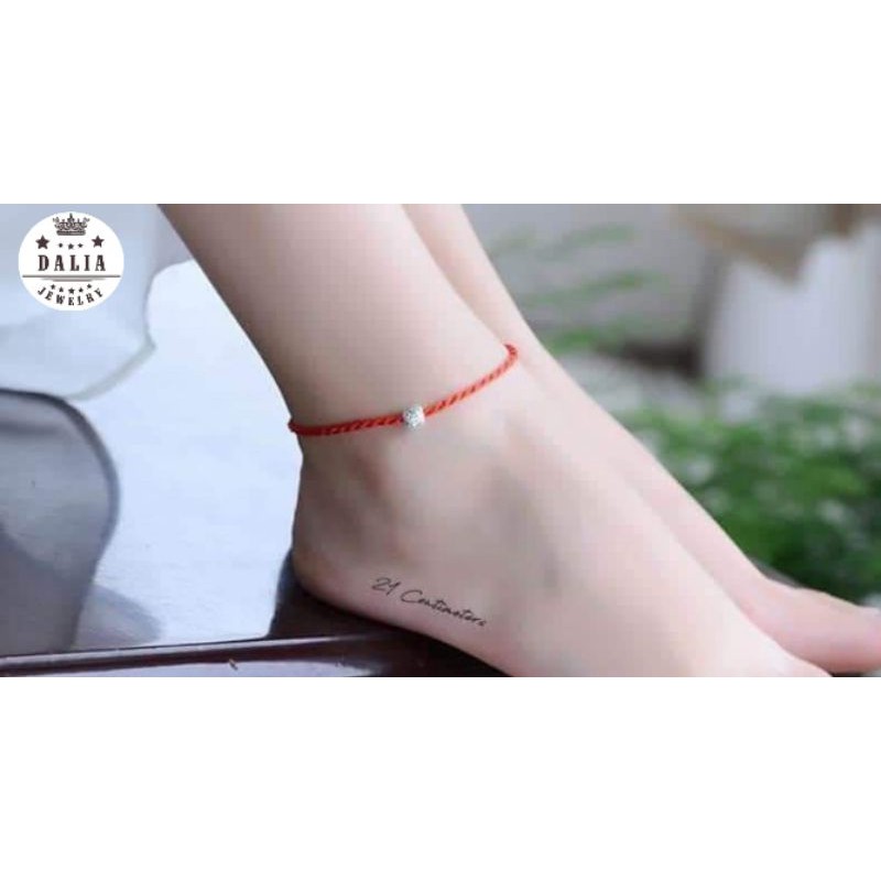 Vòng tay bạc nữa DaLiA Jewelry chỉ đỏ bi bạc, lụa xoắn, xinh xắn và may mắn, lắc tay bi VT001