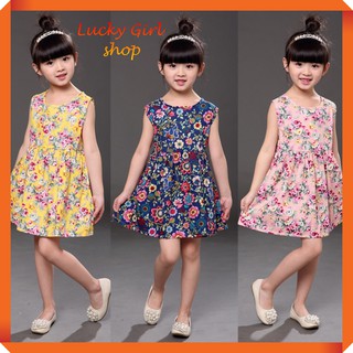 Đầm Hoa Bé Gái Vải Xô Thái Loại I Hàng Nhập Quảng Châu - Lucky Girl shop