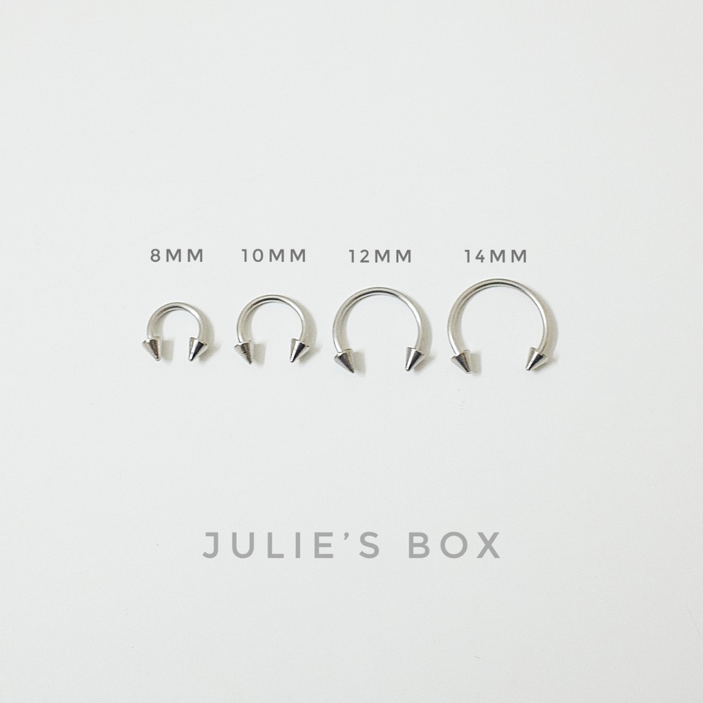 [1 Chiếc] Khuyên Tai Titan Unisex Chữ U Đầu Nhọn Màu Bạc Không Gỉ Sét Không Ngứa Bông Tai Julies Box 66