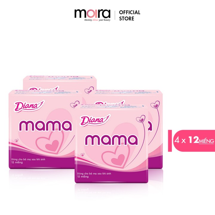 Bộ 4 gói Băng vệ sinh Diana Mama gói 12 miếng