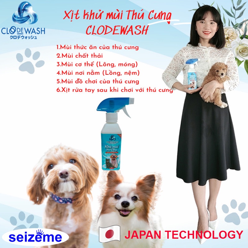 Xịt Khử Mùi Thú Cưng, Vật Nuôi PET trong gia đình trang trại Spa Thú Cưng CLWash 300ml