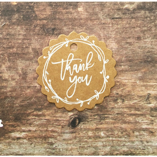 50 Tag Treo Giấy Kraft Cám Ơn Khách Hàng - Tem Treo Thank You Không Kèm Dây