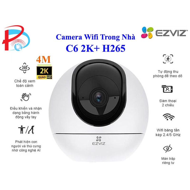 Camera Wifi EZVIZ Trong Nhà C6 4MP 2K+/ H6 5M 3K Quay Quét 360 độ, Tích Hợp Ai, Hỗ Trợ Băng Tần 5G - Hàng Chính Hãng