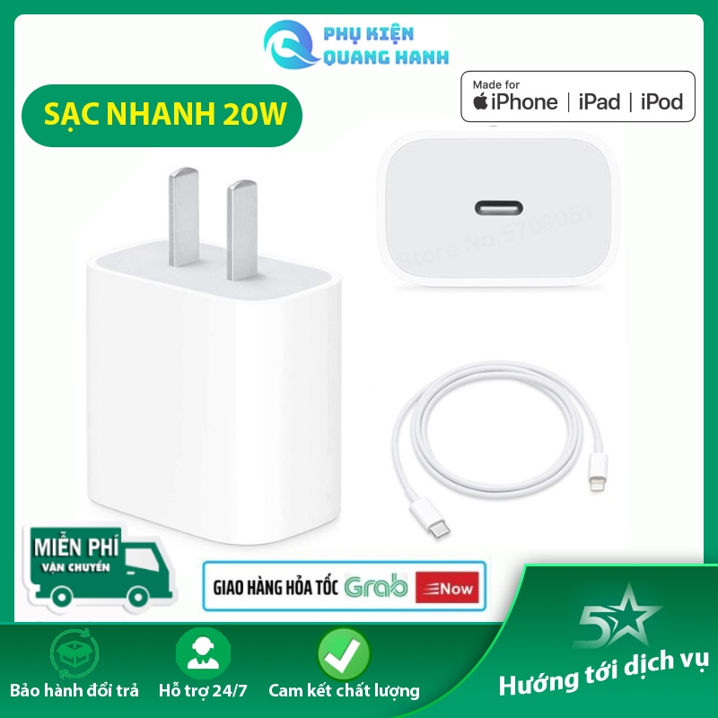 🌈Bộ Sạc Nhanh IP20W🌈 Sử Dụng Cho IP11/11 Pro/11 Pro Max/7/7 Plus/8/8 Plus/X/Xs/Xs Max bảo hành 12 tháng
