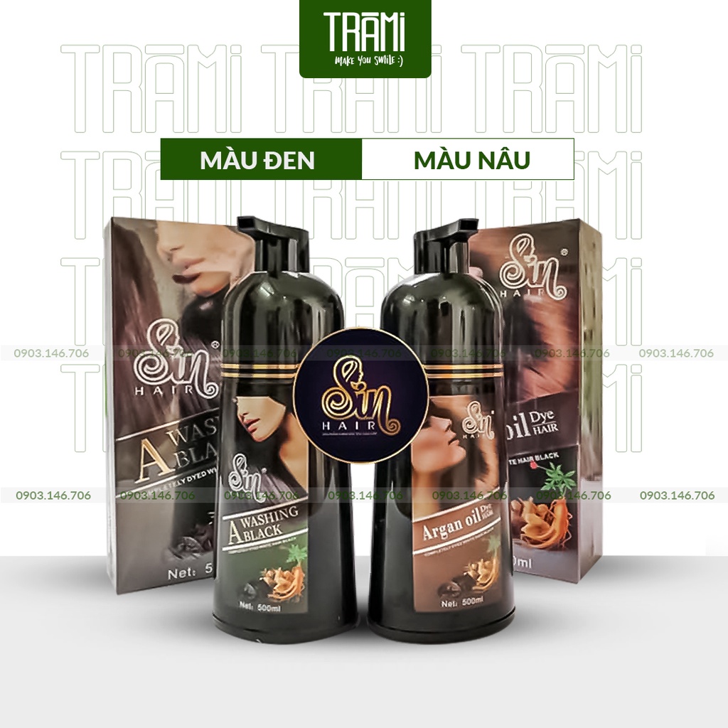 [CHÍNH HÃNG] Dầu Gội Nhuộm Tóc Sin Hair 500ml, Dầu Gội Thảo Dược Nhuộm Tóc Lên Màu Hiệu Quả Chỉ Sau Lần Gội Đầu Tiên