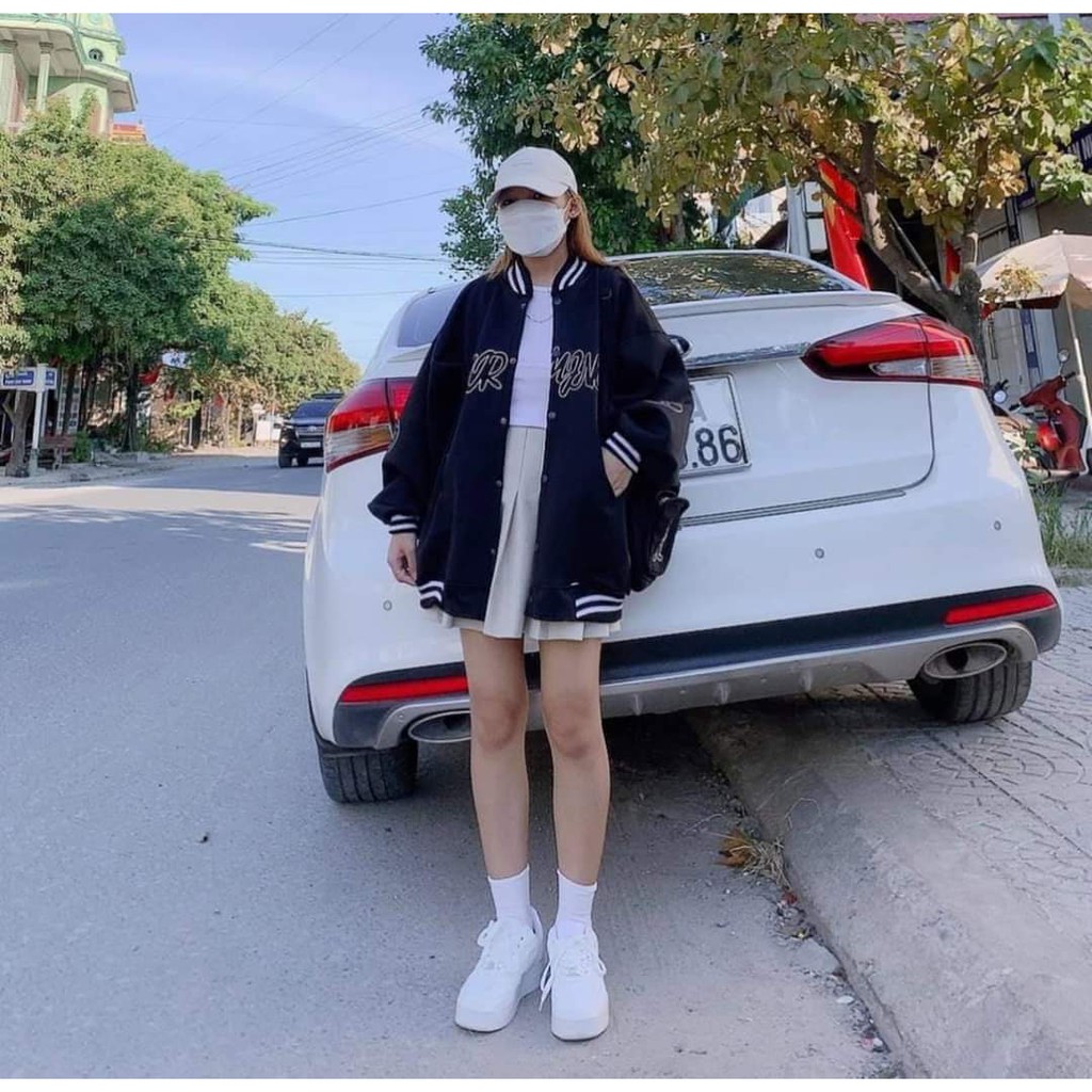 Áo Khoác Nữ, Áo Bomber MR Logo Tay Chất Umi Ép Nỉ Dày Dặn ( Kèm Ảnh Thật Sp) | BigBuy360 - bigbuy360.vn