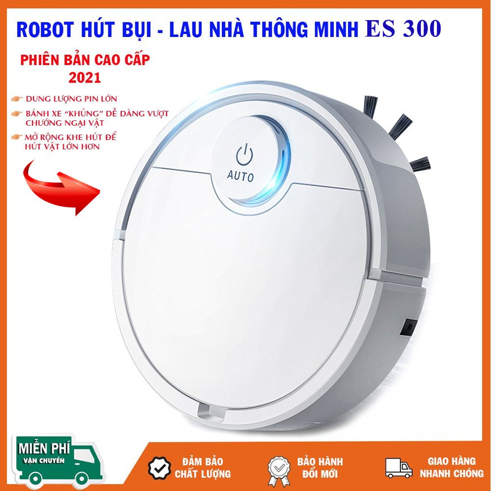 (BH 1 ĐỔI 1) Robot Hút Bụi Thông Minh, Robot Hút Bụi Tự Động ES300, Robot Hút Bụi Lau Nhà Tự Động Thế Hệ Mới!!