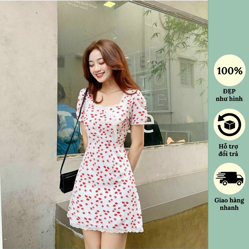 Đầm hoa nhí công sở tôn chất lụa dáng đẹp rẻ Đầm váy thiết kế Chic Store
