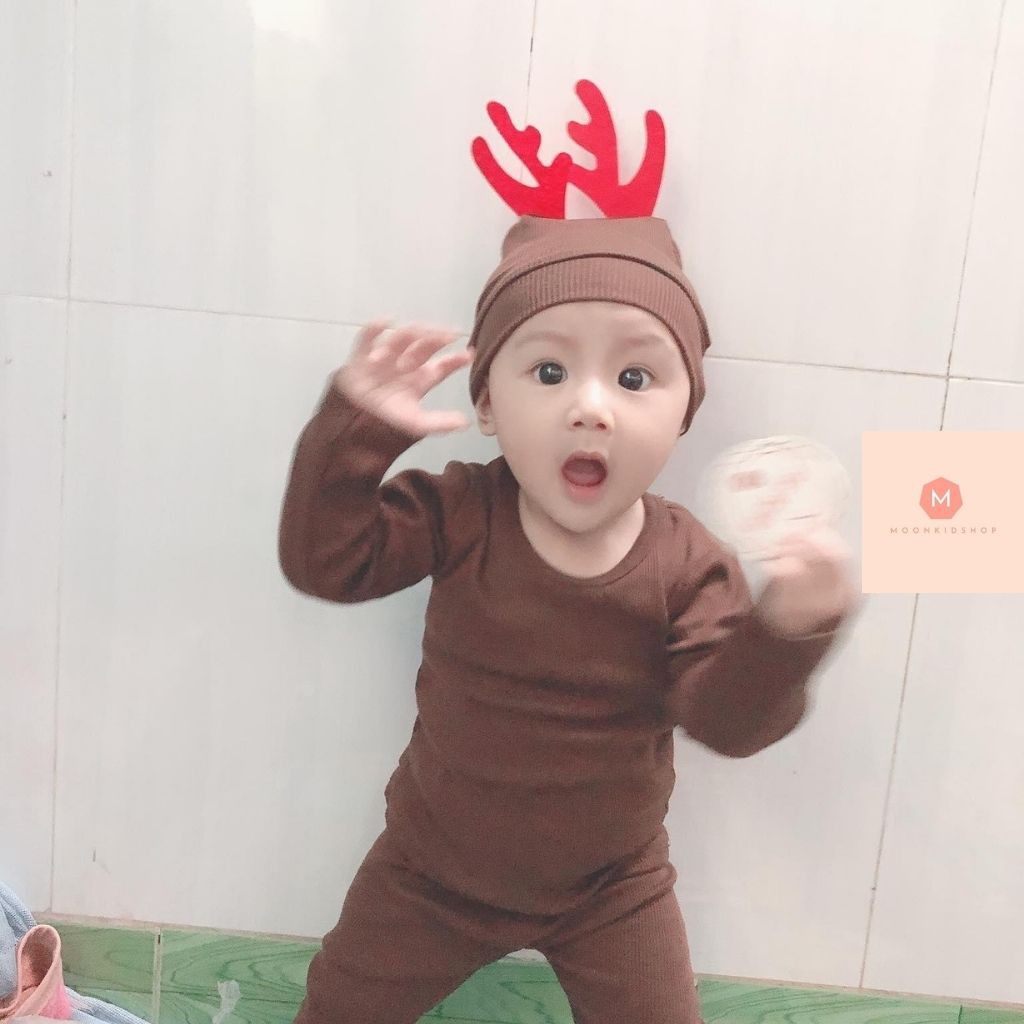 Bộ Len Tăm Tuần Lộc Cho Bé☃️KÈM MŨ TUẦN LỘC☃️Dành Cho Bé trai,Bé Gái Từ 4-16kg,hàng có sẵn giao ngay