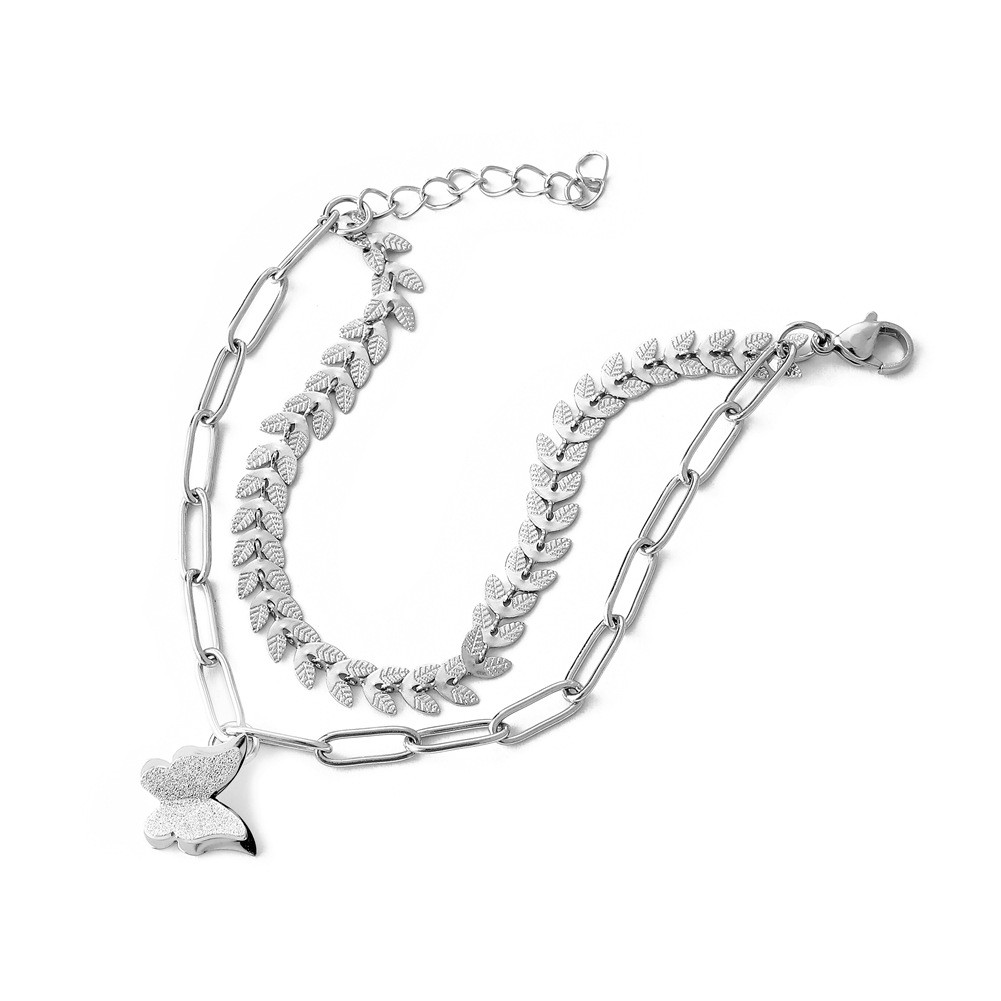 Vòng Tay Kim Loại Mặt Hình Bướm Phong Cách Hip Hop Hàn Quốc