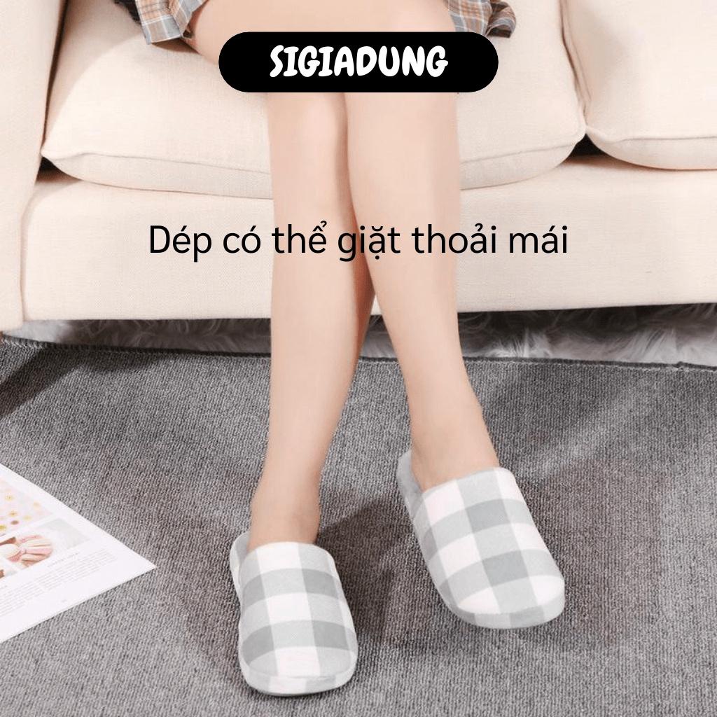 [SGD] Dép Đi Trong Nhà - Dép Bông Nam Nữ Caro Đi Trong Nhà Chống Trượt, Giữ Ấm Chân 8478