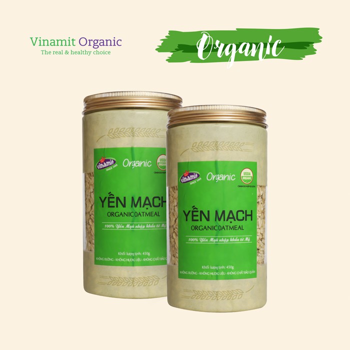 Combo 2 Yến Mạch Hữu Cơ Vinamit Organic Lon 450g