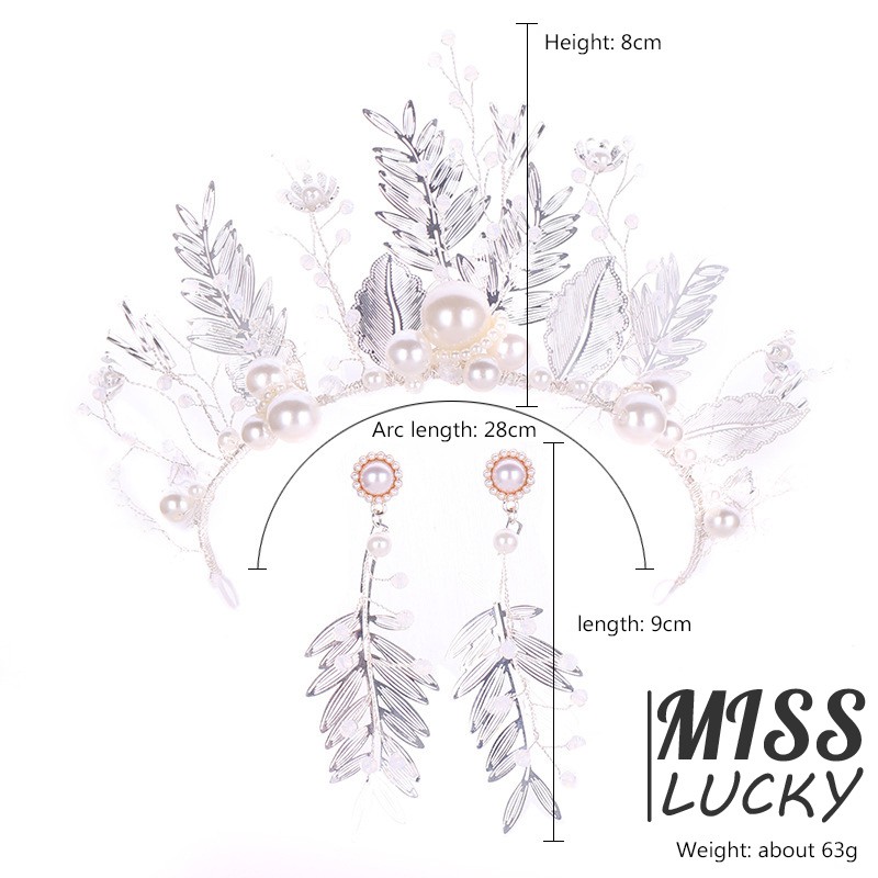 Bộ vương miện công chúa kèm đôi bông tai phối kim cương giả đẹp mắt cho nữ