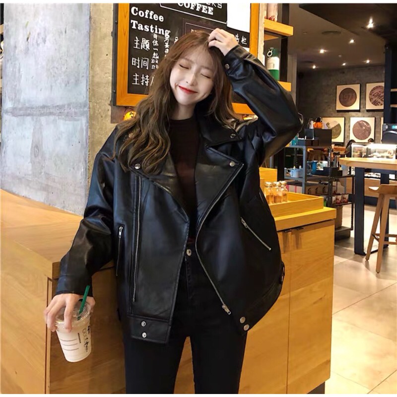Áo khoác da -Áo da phong cách Ulzzang from rộng năng động trẻ trung ( QC loại 1,ảnh thật cuối ạ🙆‍♀️❤️