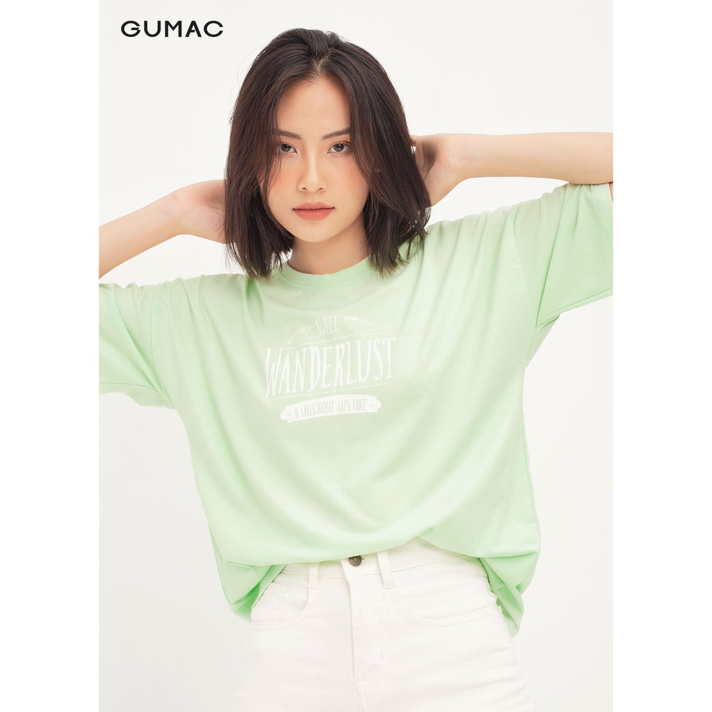 Áo phom rộng in chữ GUMAC ATA1242 | BigBuy360 - bigbuy360.vn