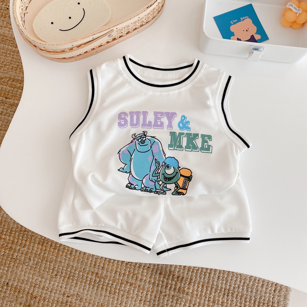 Bộ Ba Lỗ Thông Hơi Cho Bé Trai Từ 6-25Kg, Bộ Sát Nách Cho Bé In Hình Bóng Rổ Kids house