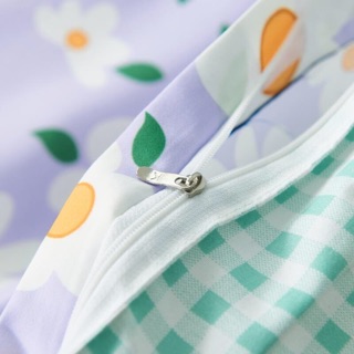 Bộ Chăn Ga Gối Cotton Poly Hoa Cúc Tím