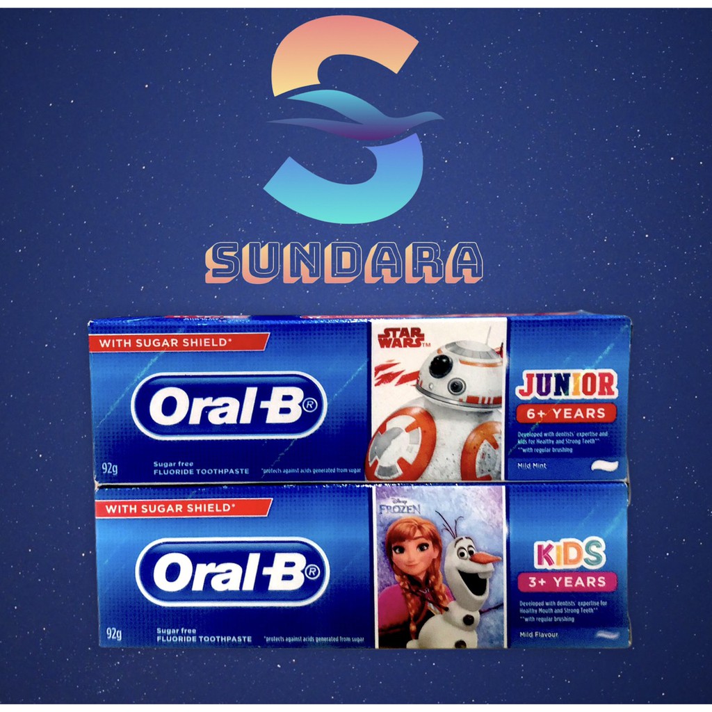 Kem Đánh Răng Trẻ Em ORAL-B Kids 3 & 6 Years Sugar Shield 92G Ngừa Sâu Răng Toàn Diện - Chính Hãng