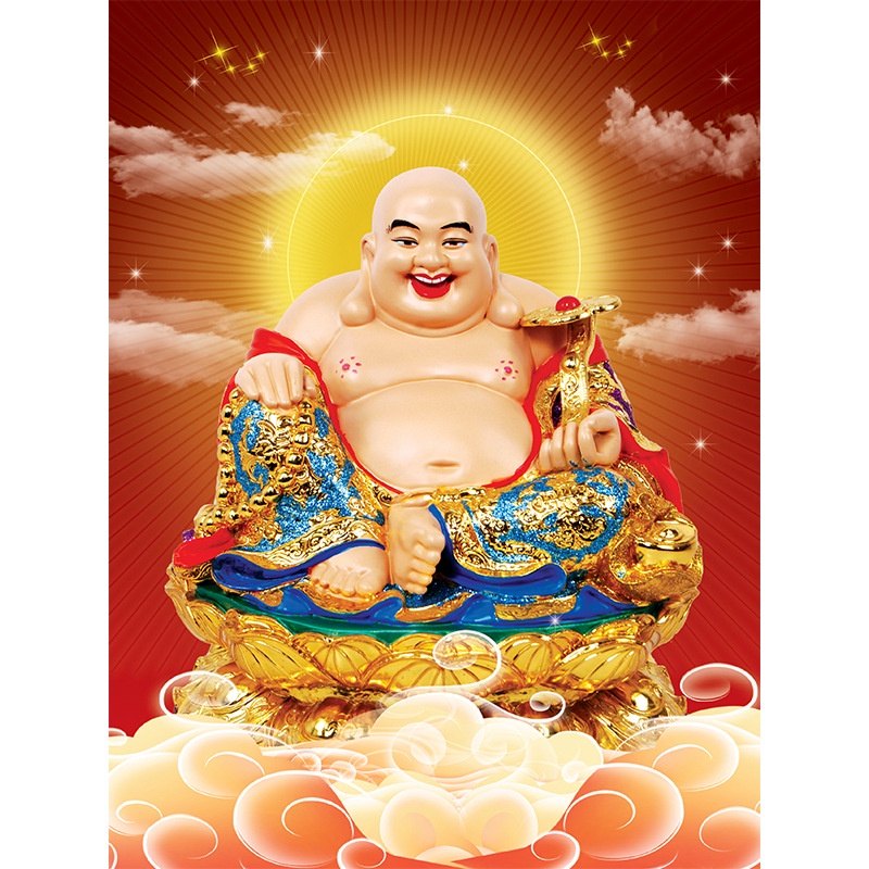Tranh thêu chữ thập Phật di lặc HQ0721