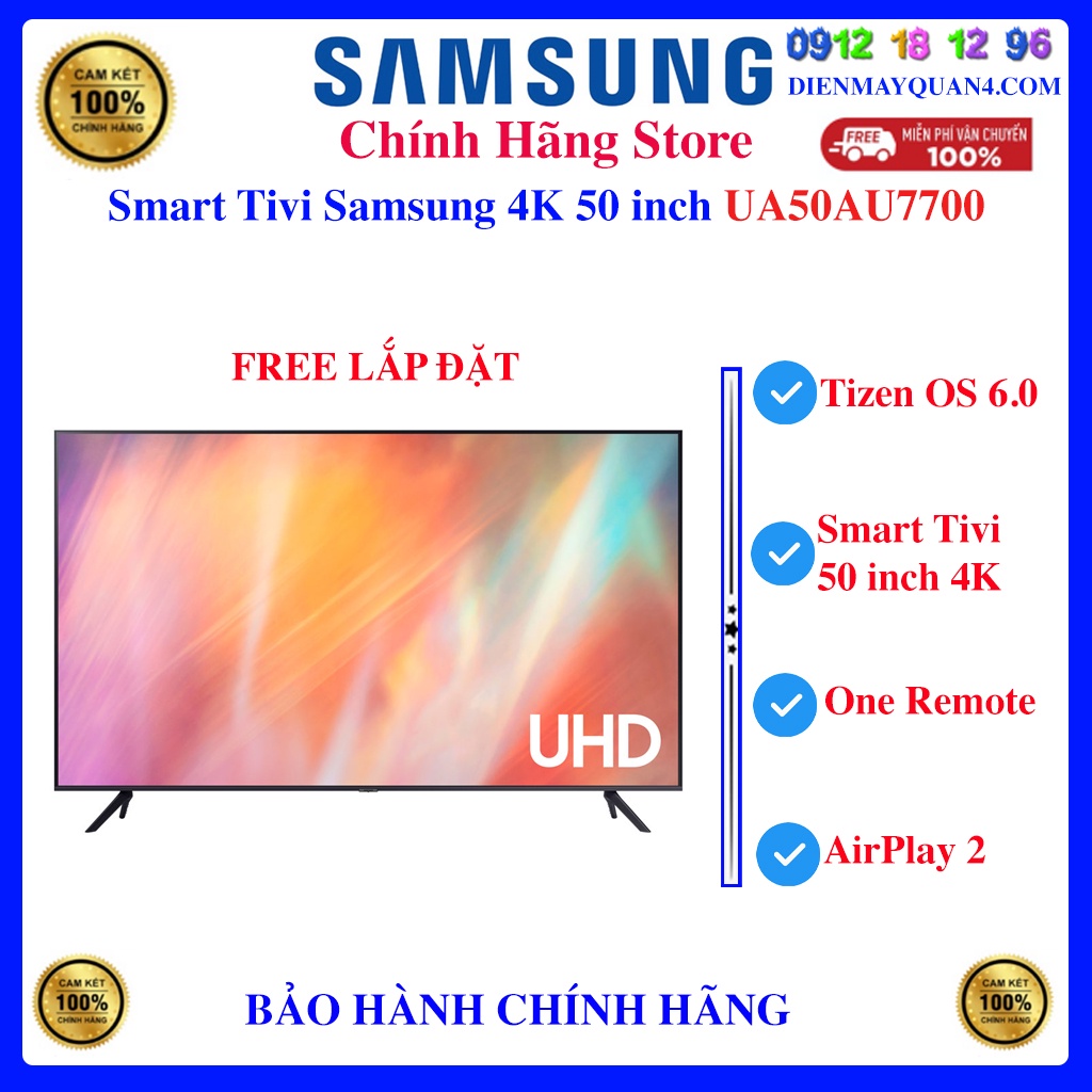 [Mã ELHAMS5 giảm 6% đơn 300K] Tivi Samsung 50AU7700 Smart UHD 4K 50 inch UA50AU7700