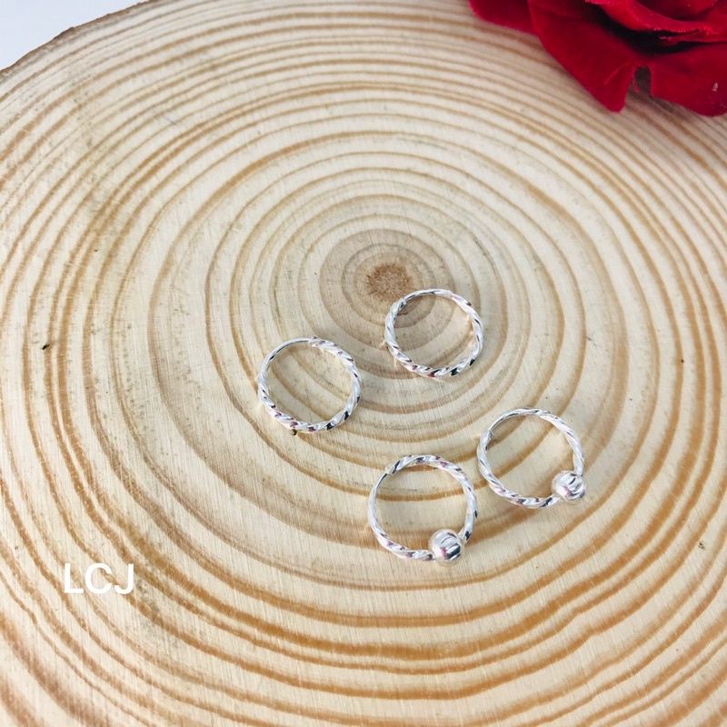 Bông tai tròn phay đeo được cả mẹ và bé - chuẩn bạc s925