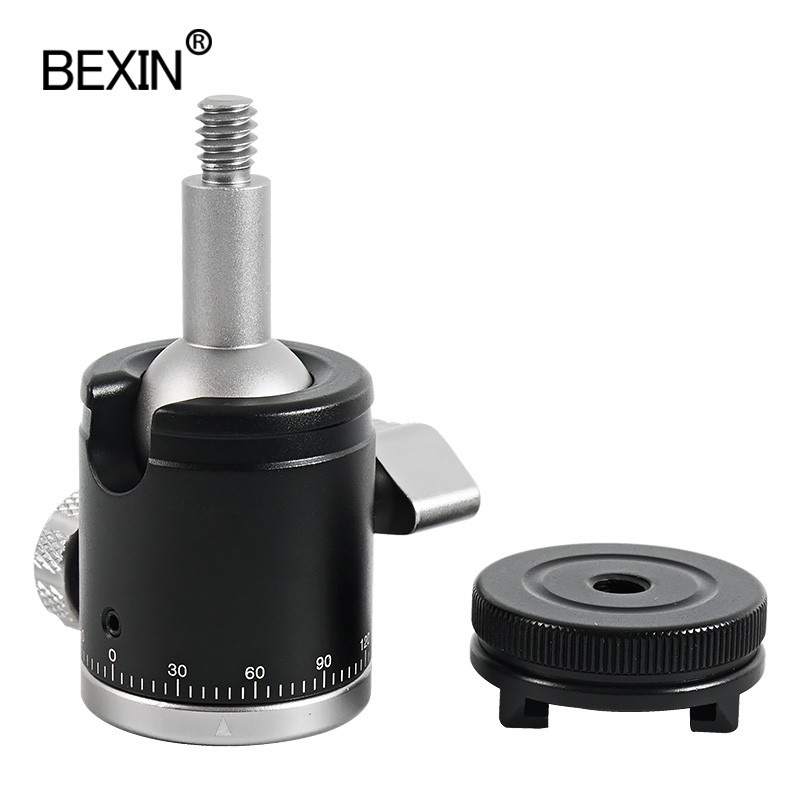 BEXIN 2PCS Mini Ballhead Monopod Tripod Head 360 Panoramic Head with Hot Shoe Base Mount Adapter for DSLR Camera Flash