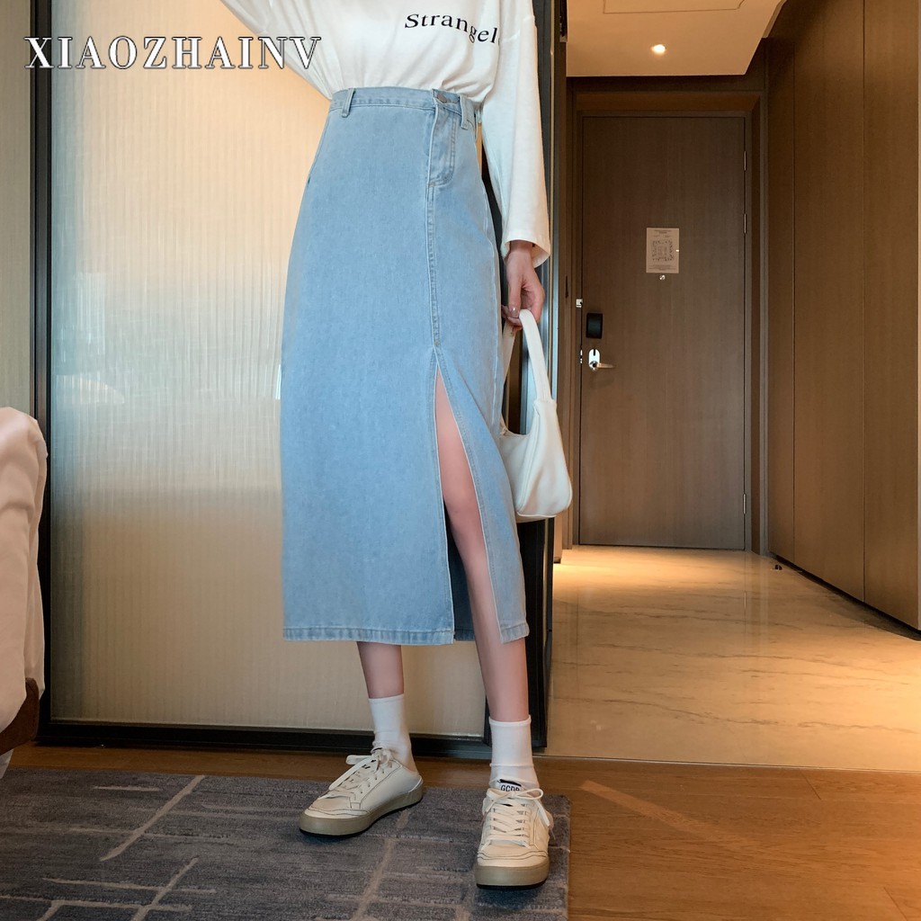 Chân Váy Denim Xiaozhainv Lưng Cao Phong Cách Hàn Quốc Cho Nữ | BigBuy360 - bigbuy360.vn