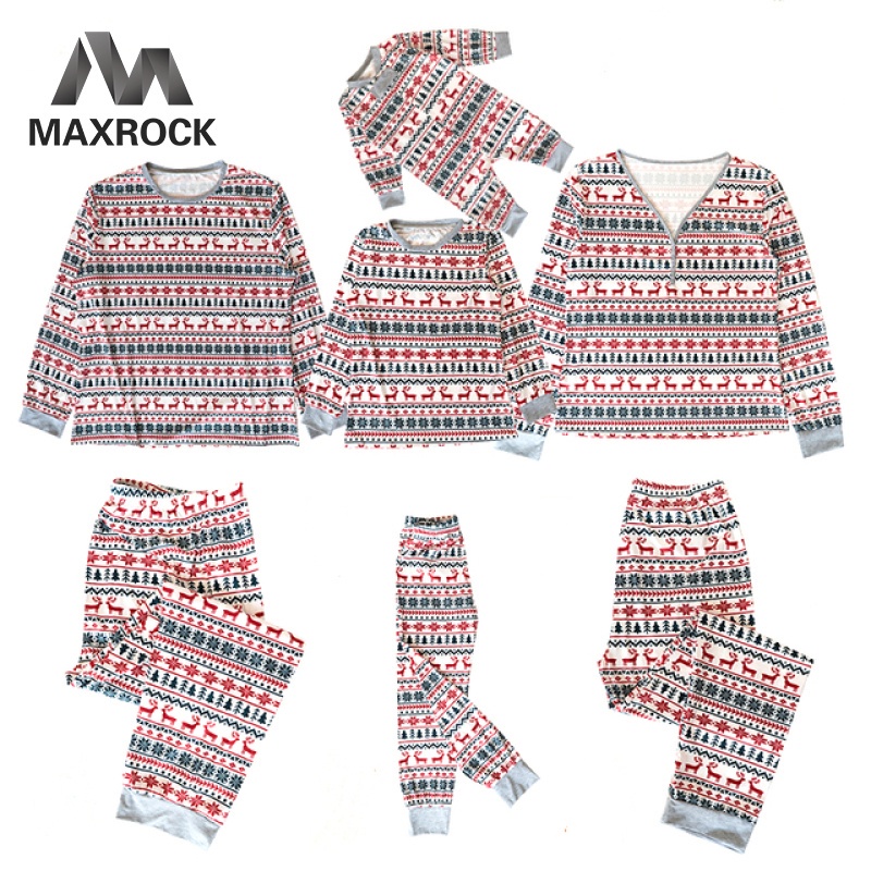 Bộ đồ ngủ 2 món bằng cotton in họa tiết khủng long thời trang cho mẹ và con gái MAXROCK 2021