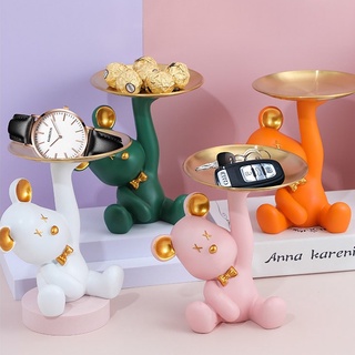 Khay decor hình tượng gấu bê khay xinh xắn jussy official dùng trang trí nhà cửa, đựng đồ dùng bàn làm việc,đựng mỹ phẩm