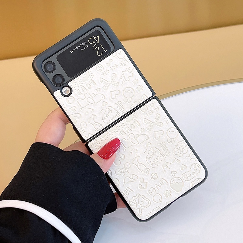 Bao Da Điện Thoại Nắp Lật Họa Tiết Cô Gái Hoạt Hình Cho Samsung Galaxy Z Flip 4G 3 Flip3 5G F7000 F70 F7110