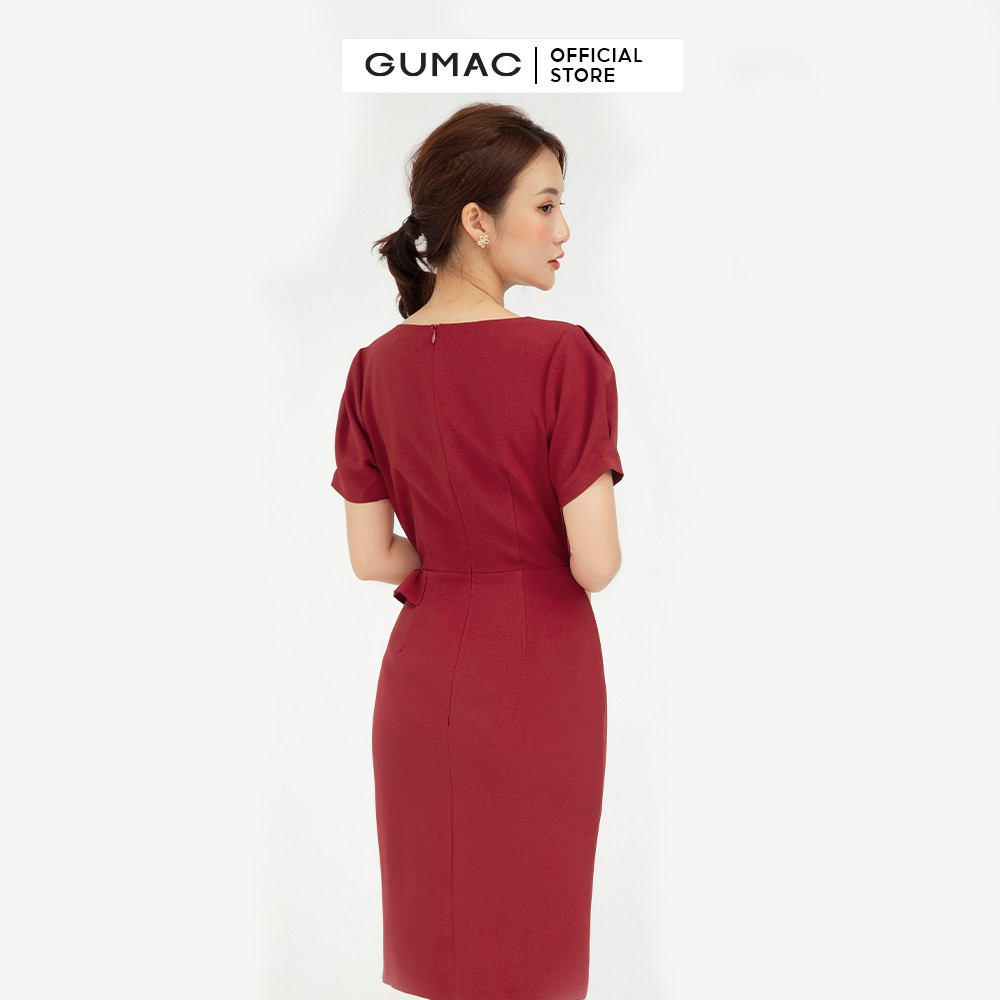 [Mã MABR07062 giảm 8% tối đa 50K đơn từ 249K] Đầm ôm nữ phối bèo GUMAC thiết kế quyến rũ màu đỏ DB5108 | BigBuy360 - bigbuy360.vn