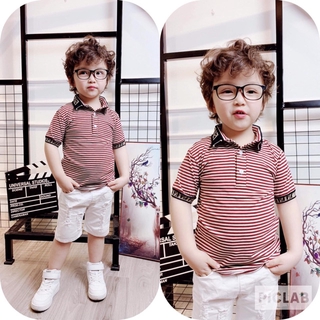 Áo kẻ ngang cổ đức thể thao