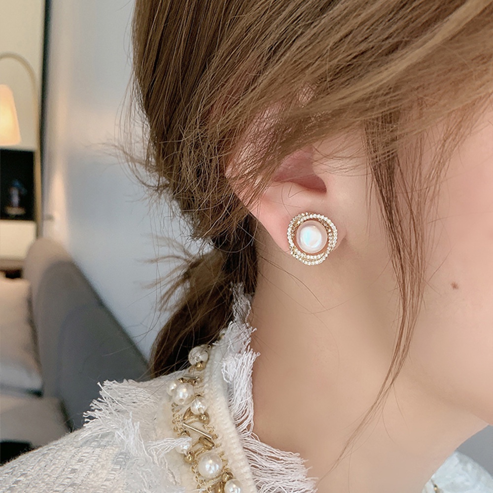 Khuyên tai phối ngọc trai đính đá thời trang 2021 cao cấp cho nữ