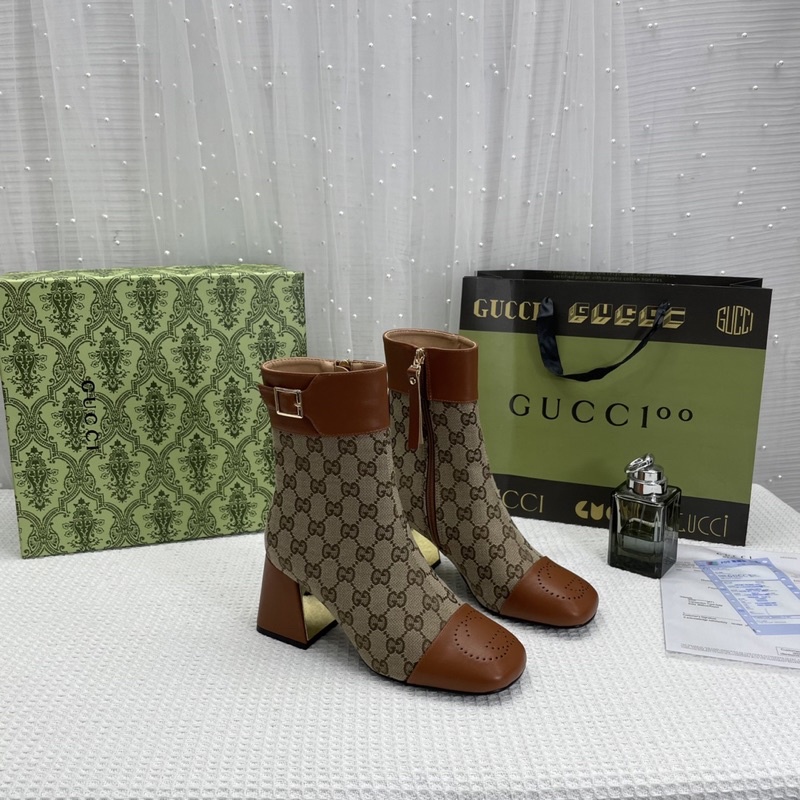 Boot Lửng Gucci Hoạ Tiết/ Da Trơn/Đen Vải Hoạ Tiết Full Size 35-39  -  By Anh Dinh Phuong