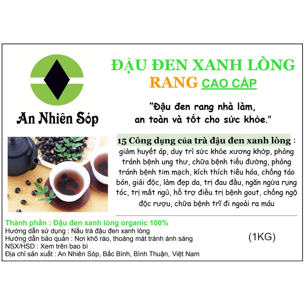 Đậu đen xanh lòng Rang lửa than, chín đều thơm ngon, đậu sạch