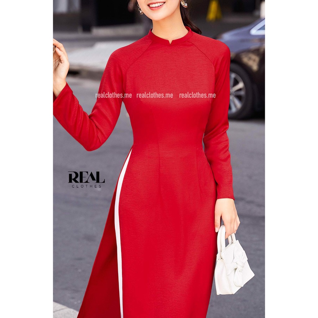 Áo dài Trà My đỏ_REAL