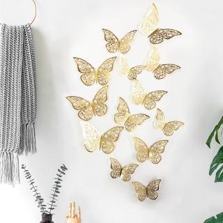 Giấy dán tường Nkeybbon hình bướm 3D rỗng xinh xắn
