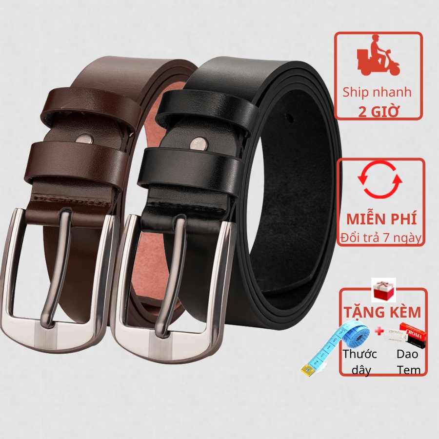 Thắt Lưng Nam Da Nguyên Miếng, Dây Nịt Nam TLstore Hàng Hiệu, Khóa Kim, Bản 3,5cm, Thời Trang Công Sở Trẻ Trung