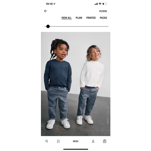 Áo cotton dài tay cổ tròn túi ngực Zara trơn basic 1-5Y