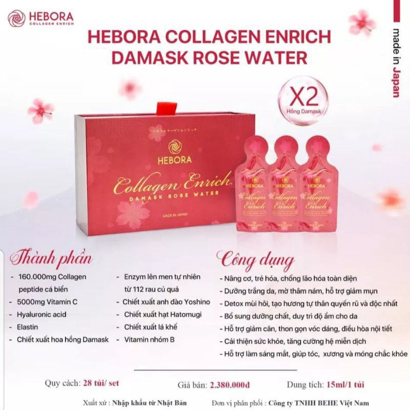 (Chính hãng) Nước Uống Đẹp Da Hebora Collagen Enrich Thơm Tự Thân Detox Giữ Dáng | BigBuy360 - bigbuy360.vn