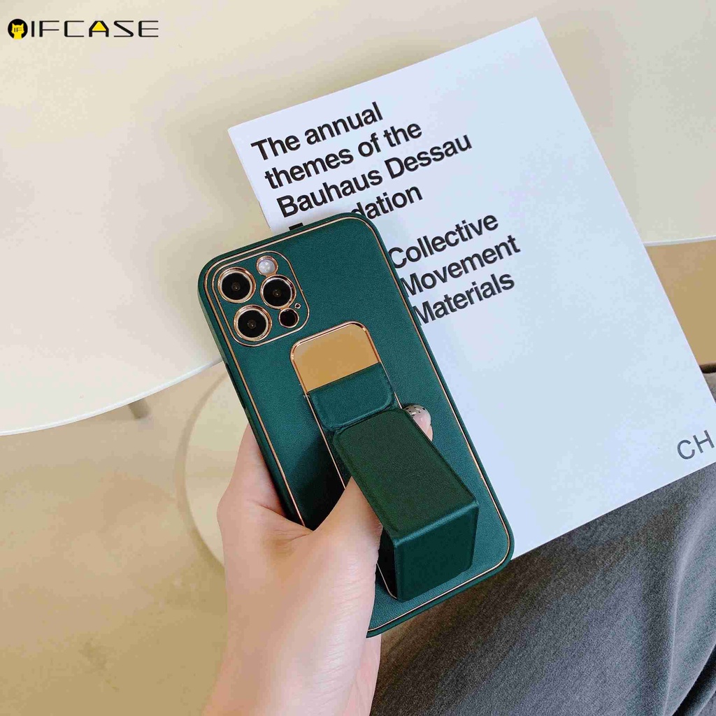 Ốp điện thoại da mềm màu kẹo có giá đỡ nam châm thích hợp cho Iphone 12 11 Pro Max Xs Max Xr 7 8 Plus