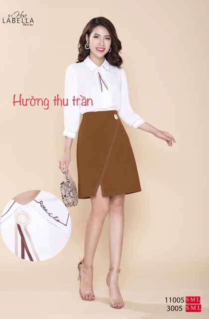 Chân váy công sở dáng a trẻ trung, chân váy chữ a xẻ trước sang chảnh