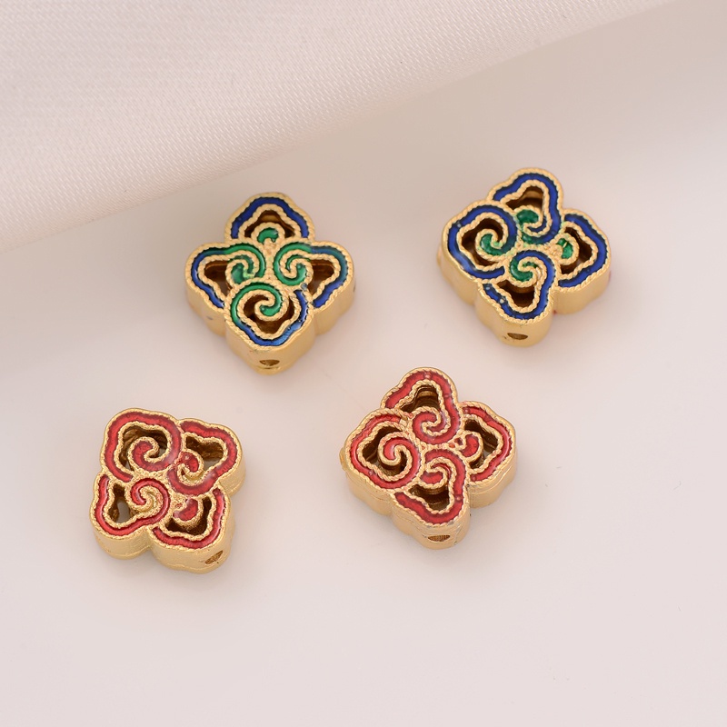 Vòng Tay Chuỗi Hạt Hình Cỏ Bốn Lá Màu Sắc Nhám 18K diy