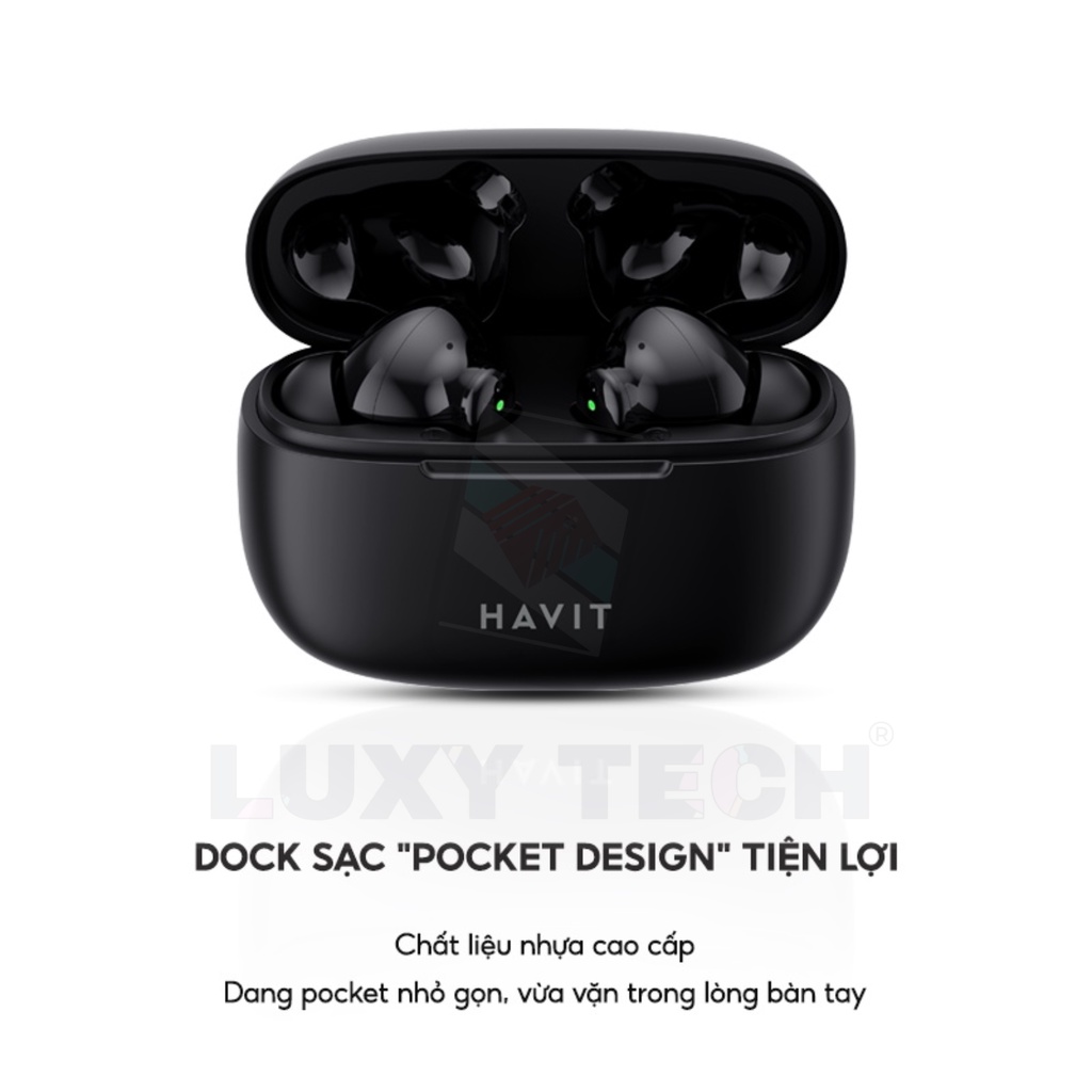 Tai Nghe Bluetooth TWS HAVIT TW967 BT 5.1, Thiết Kế Công Thái Học HĐ, Driver 10mm - Chính Hãng BH 12 Tháng