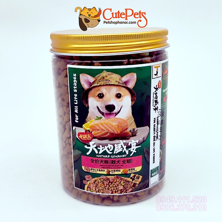 Thức ăn cho chó Nature Gourmet lọ 400g hạt Mix thịt rau củ sấy - CutePets