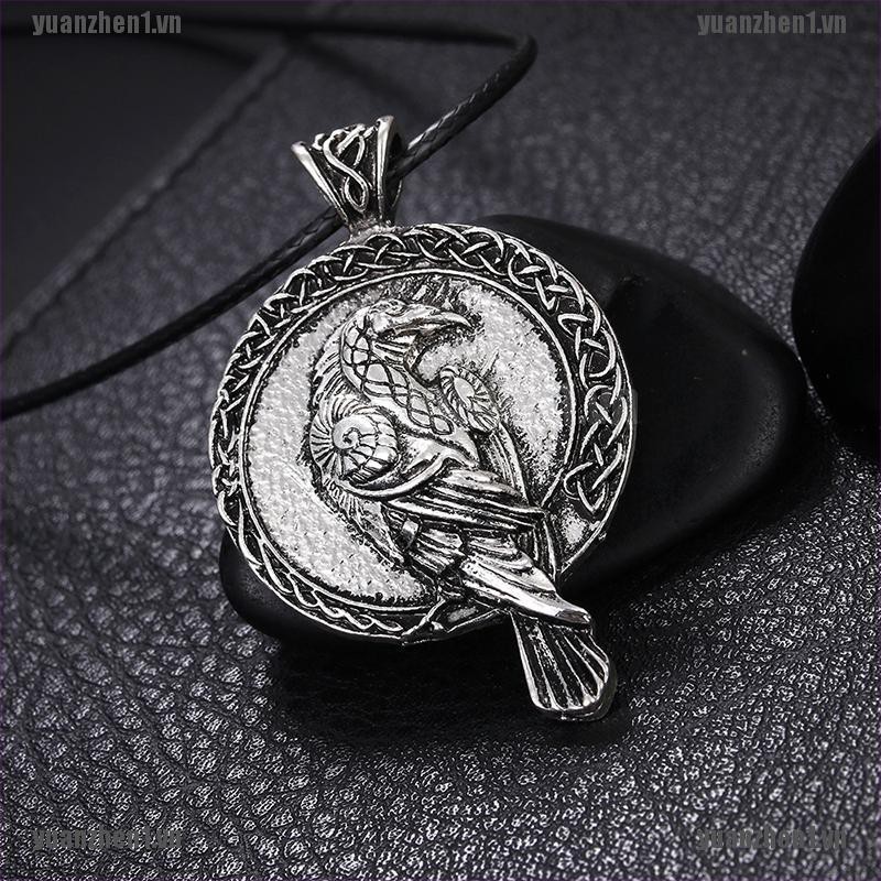 [YUANZHEN1] Vòng cổ Mặt Hình Chim Quạ Đen Viking Raven Phong Cách Bắc Âu Cho Nam Và Nữ